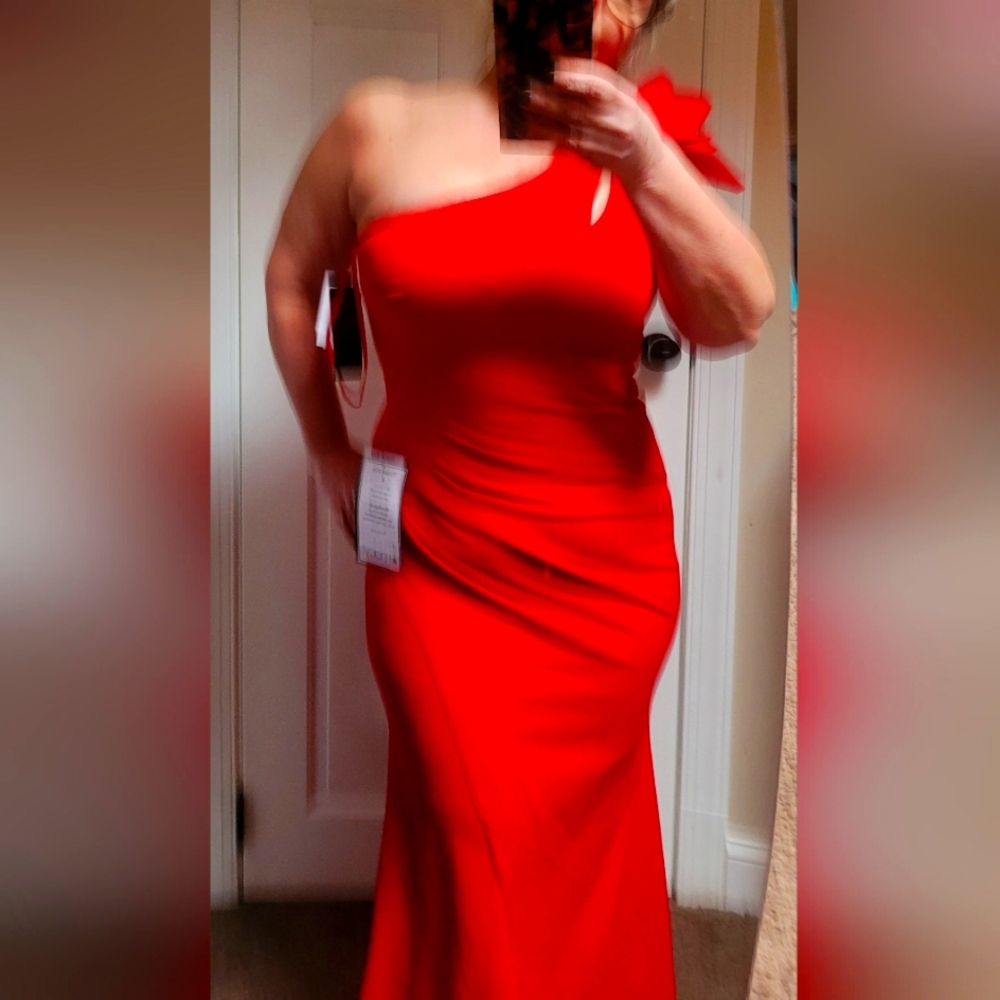 Elegant Red Strapless Gown *wedding Guest,prom ,CHRISTMAS